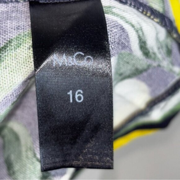 M&Co Lemon Print Sleeveless Dress Women’s 16 Linen Blend Knee Length Navy Dressy - Picture 3 of 9